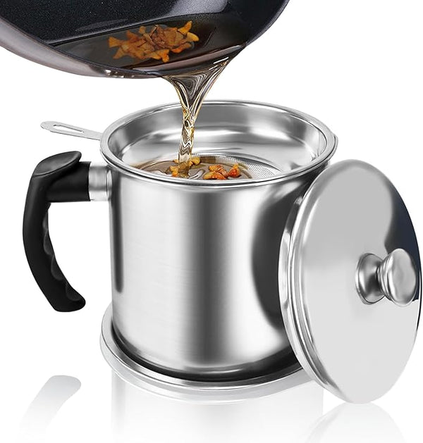 Jtshy Bacon Grease Container with Strainer – 1.3L