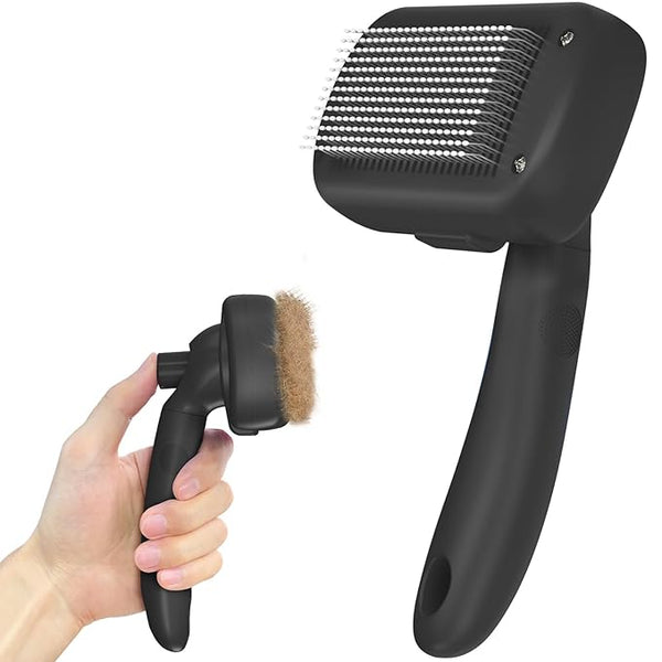 Dipoo Self-Cleaning Pet Shedding Brush for Dogs & Cats (Black)